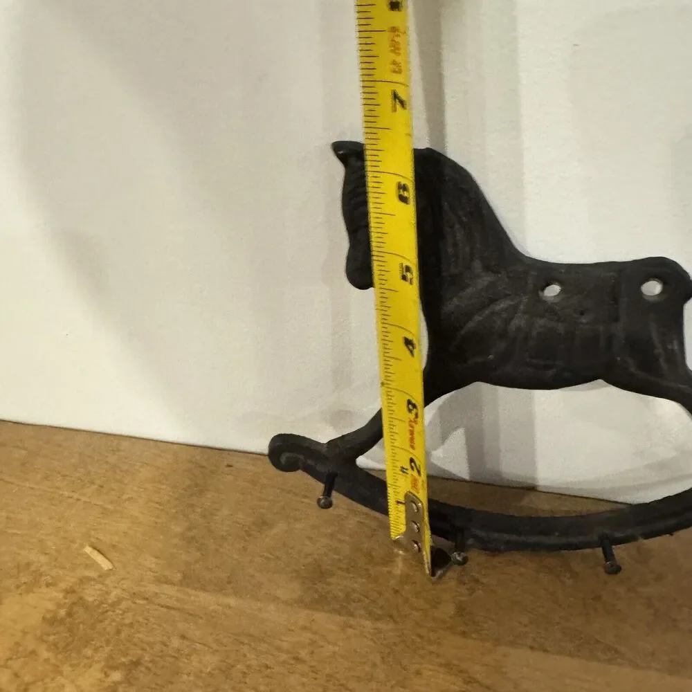 VTG Cast Iron Rocking Horse Wall Mount 4 Hook Hat Key Hanger Home Decor 8x6 BUB